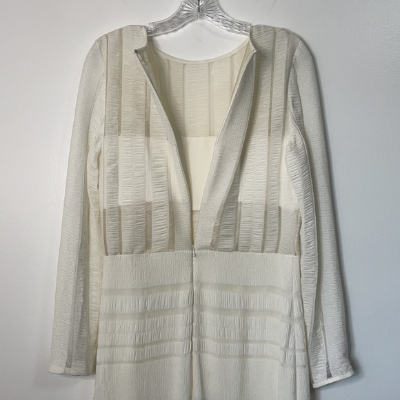 SHO Tadashi Shoji Long Sleeve White Cocktail Dress Size L - Picture 6 of 10